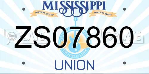 ZS07860 Mississippi License Plate