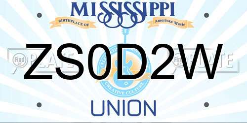 ZS0D2W Mississippi License Plate