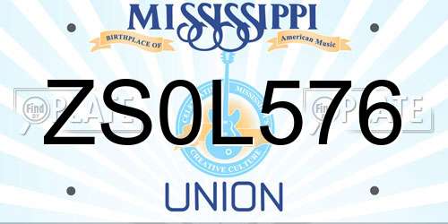 ZS0L576 Mississippi License Plate