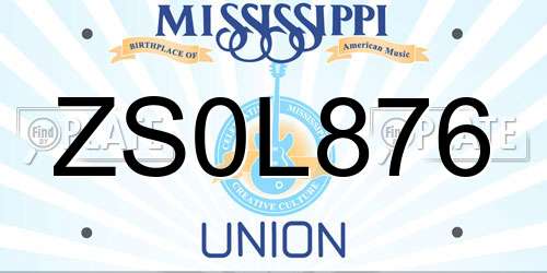 ZS0L876 Mississippi License Plate