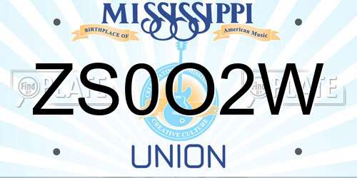ZS0O2W Mississippi License Plate