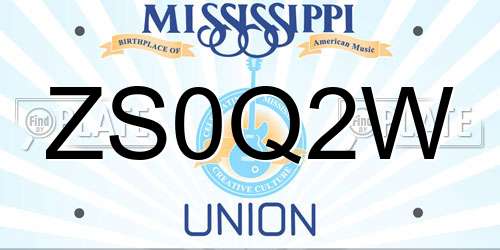 ZS0Q2W Mississippi License Plate