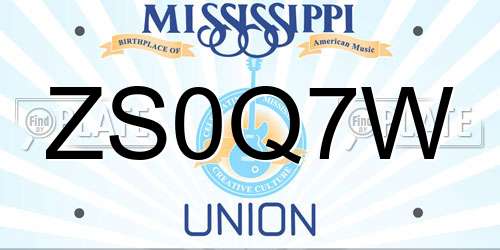 ZS0Q7W Mississippi License Plate