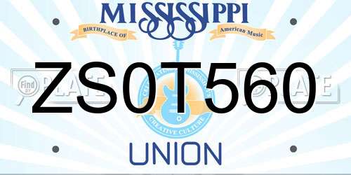 ZS0T560 Mississippi License Plate
