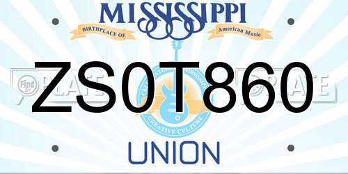 ZS0T860 Mississippi License Plate