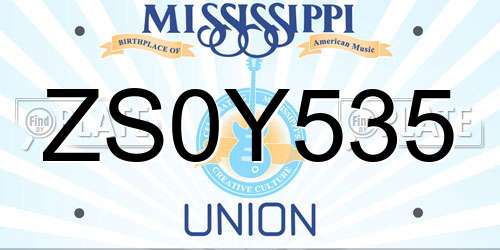ZS0Y535 Mississippi License Plate