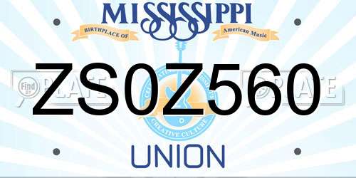 ZS0Z560 Mississippi License Plate