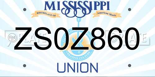ZS0Z860 Mississippi License Plate