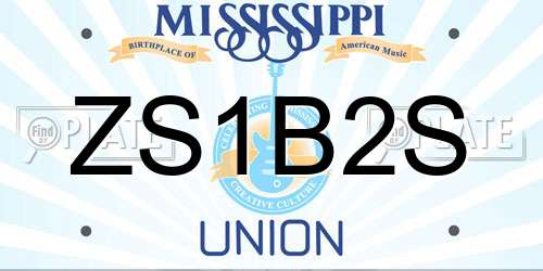 ZS1B2S Mississippi License Plate