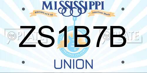 ZS1B7B Mississippi License Plate