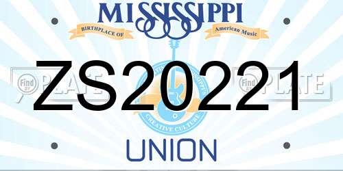 ZS20221 Mississippi License Plate