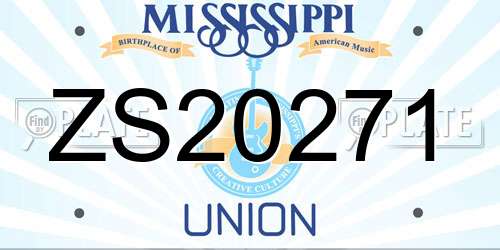 ZS20271 Mississippi License Plate