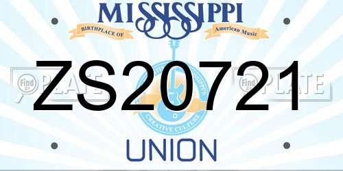 ZS20721 Mississippi License Plate