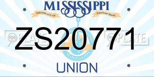 ZS20771 Mississippi License Plate