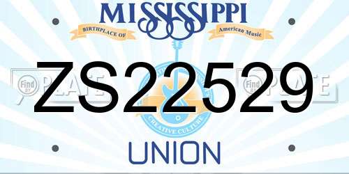 ZS22529 Mississippi License Plate
