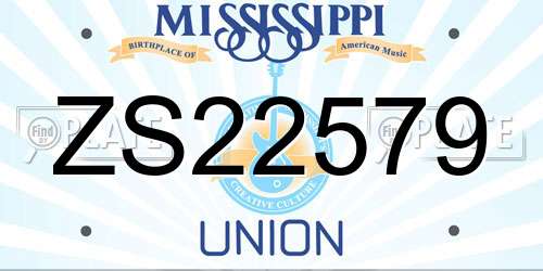 ZS22579 Mississippi License Plate