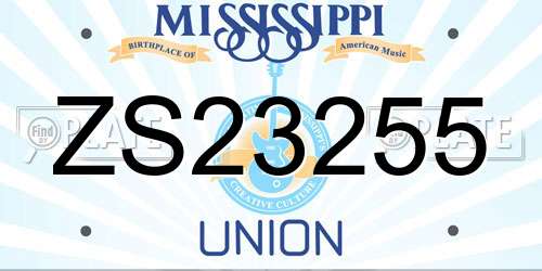 ZS23255 Mississippi License Plate