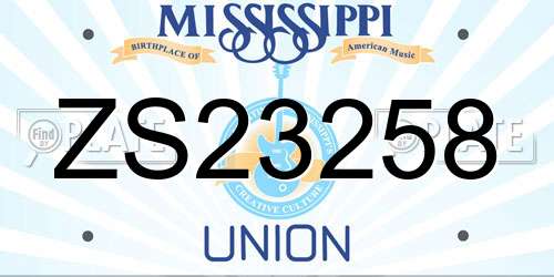 ZS23258 Mississippi License Plate