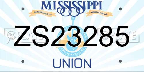 ZS23285 Mississippi License Plate
