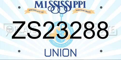 ZS23288 Mississippi License Plate