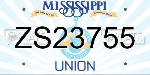ZS23755 Mississippi License Plate