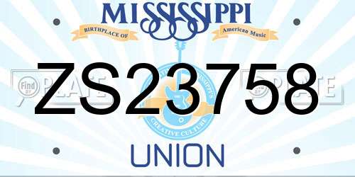 ZS23758 Mississippi License Plate