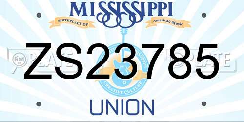 ZS23785 Mississippi License Plate