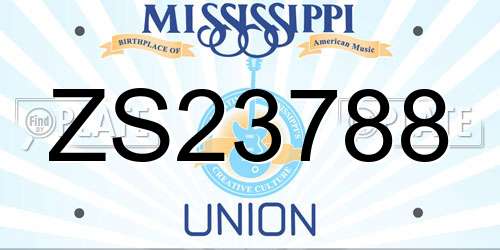 ZS23788 Mississippi License Plate