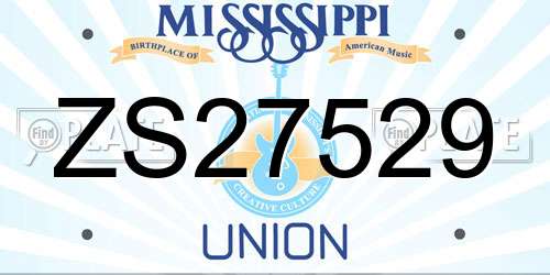 ZS27529 Mississippi License Plate