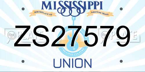 ZS27579 Mississippi License Plate