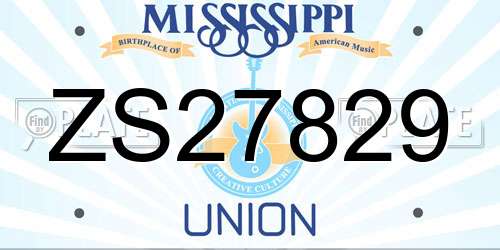 ZS27829 Mississippi License Plate