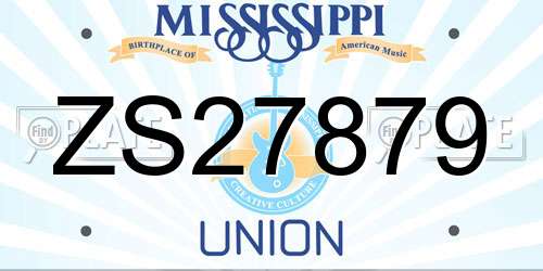 ZS27879 Mississippi License Plate