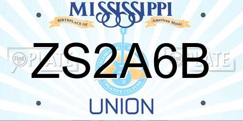 ZS2A6B Mississippi License Plate