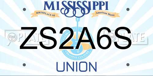 ZS2A6S Mississippi License Plate