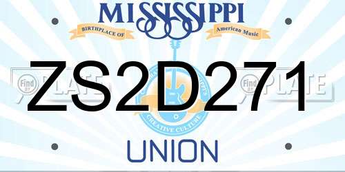 ZS2D271 Mississippi License Plate
