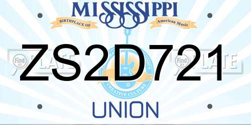 ZS2D721 Mississippi License Plate