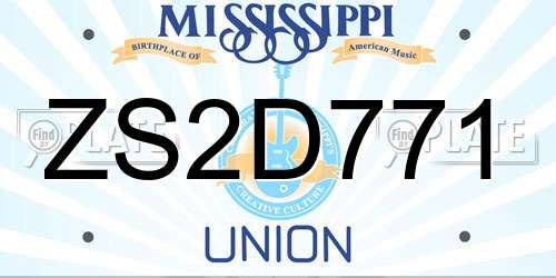 ZS2D771 Mississippi License Plate