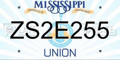 ZS2E255 Mississippi License Plate