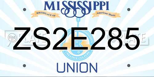 ZS2E285 Mississippi License Plate