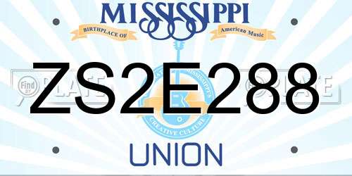 ZS2E288 Mississippi License Plate