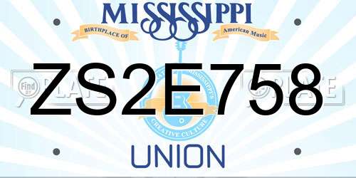 ZS2E758 Mississippi License Plate