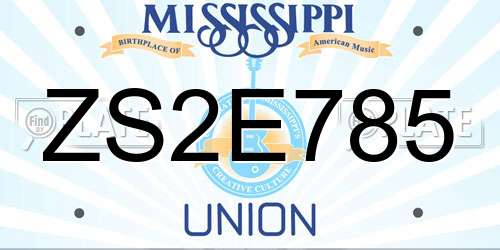 ZS2E785 Mississippi License Plate