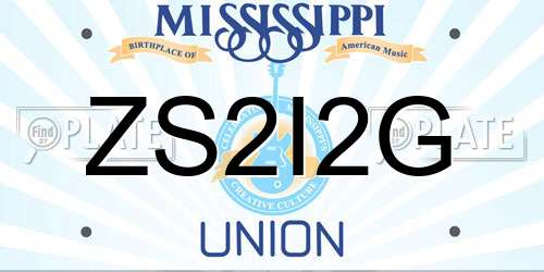 ZS2I2G Mississippi License Plate