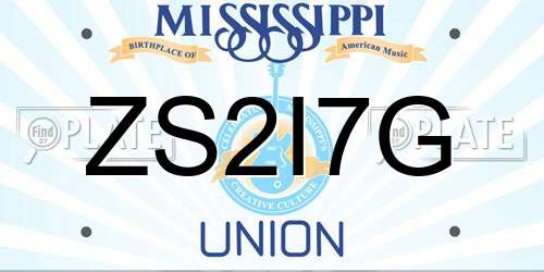 ZS2I7G Mississippi License Plate