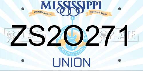 ZS2O271 Mississippi License Plate