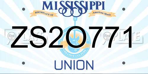 ZS2O771 Mississippi License Plate