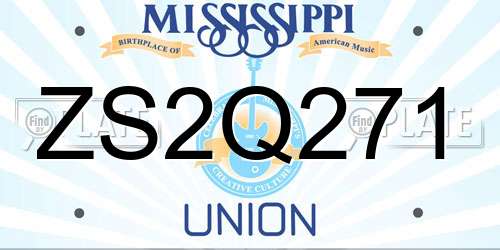 ZS2Q271 Mississippi License Plate