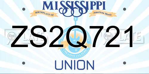 ZS2Q721 Mississippi License Plate