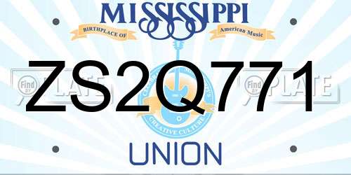 ZS2Q771 Mississippi License Plate