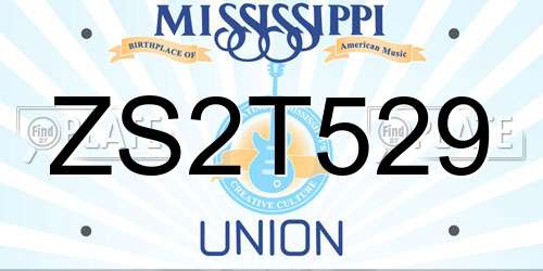 ZS2T529 Mississippi License Plate